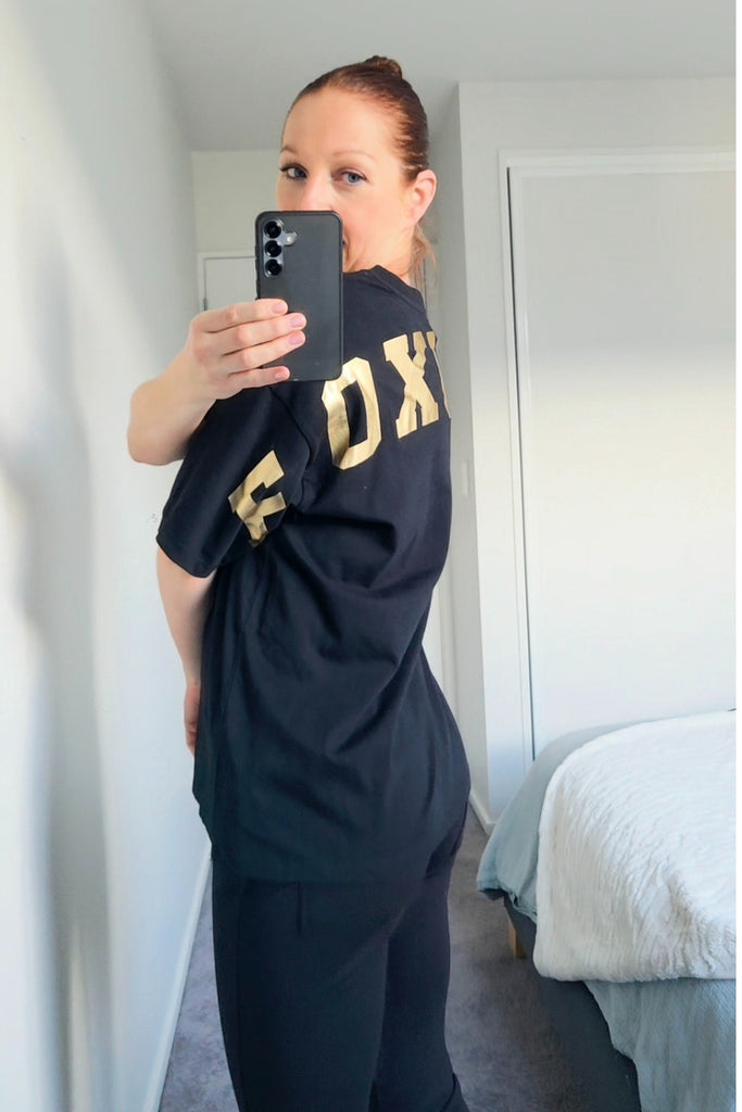 Foxwood Metallic Gold Interval Tee Black From BoxHill