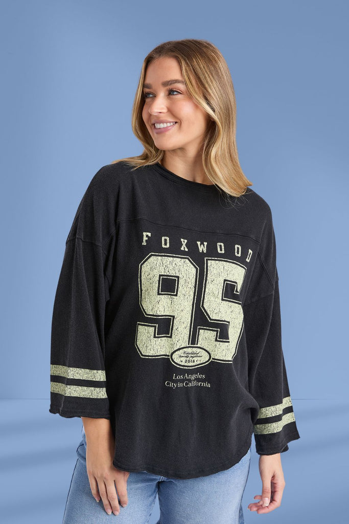 Foxwood Ninety Five Long Sleeve Tee Washed Black From BoxHill