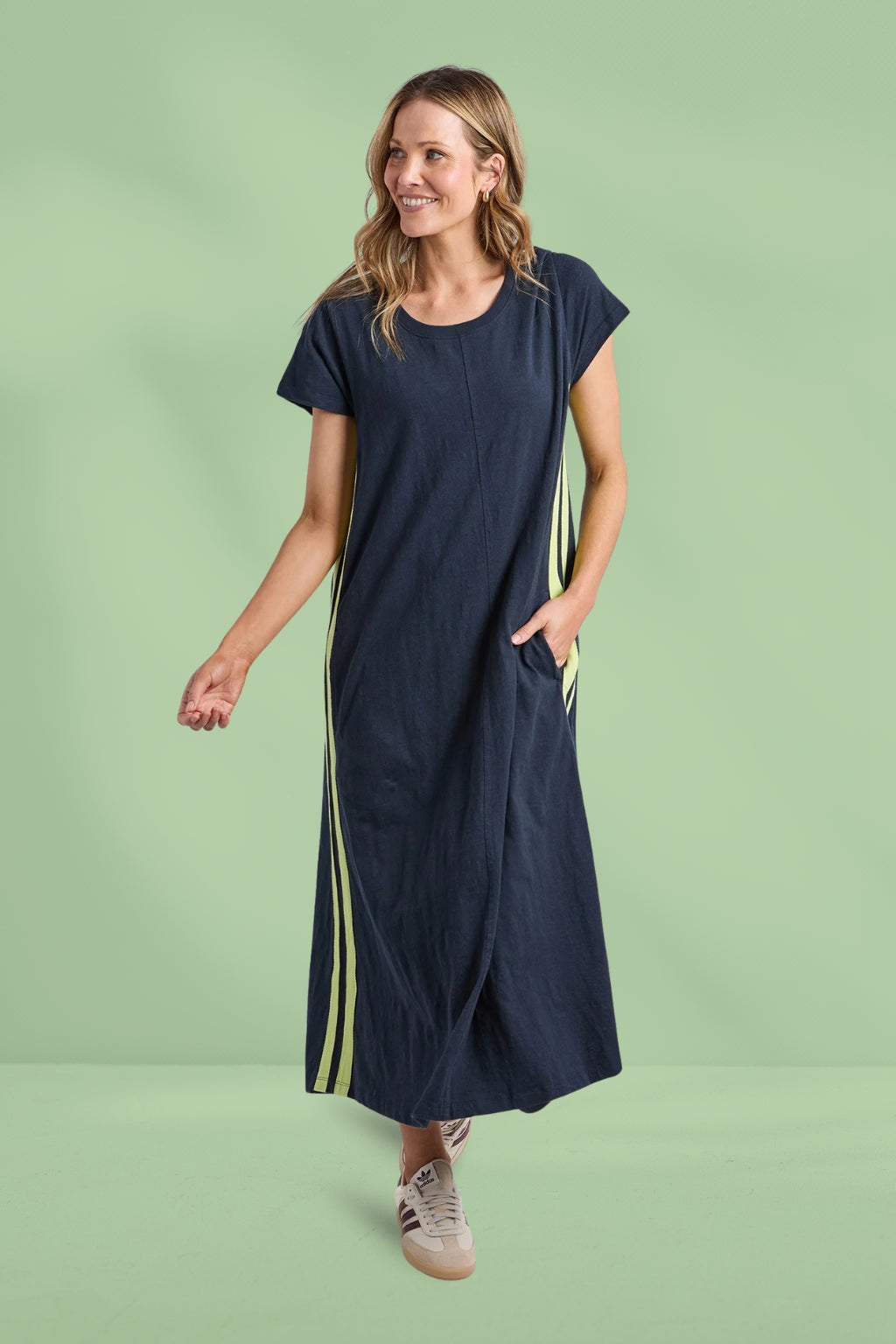 navy blue lemon dress Foxwood Recovery Dress Navy and Neon Lemon Foxwood