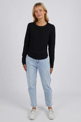 Foxwood Scoop Long Sleeve Rib Top Black From BoxHill