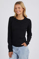 Foxwood Scoop Long Sleeve Rib Top Black From BoxHill