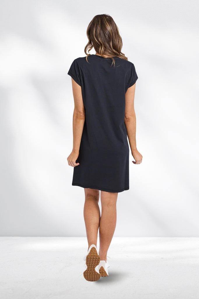 Foxwood Signature Embroidery Tee Dress Black From BoxHill