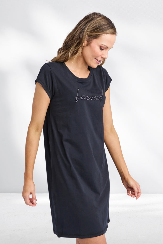 Foxwood Signature Embroidery Tee Dress Black From BoxHill