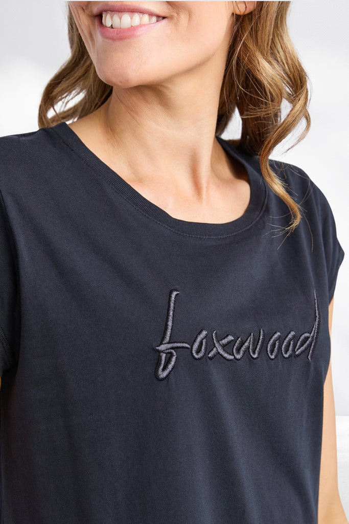 Foxwood Signature Embroidery Tee Dress Black From BoxHill