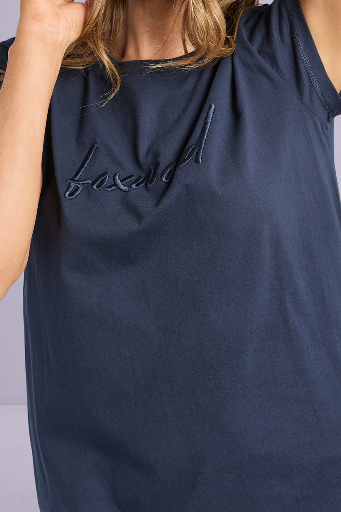 Foxwood Signature Embroidery Tee Dress Dark Sapphire From BoxHill