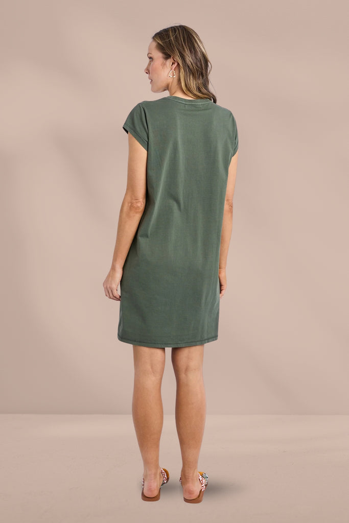 Foxwood Signature Embroidery Tee Dress Khaki From BoxHill