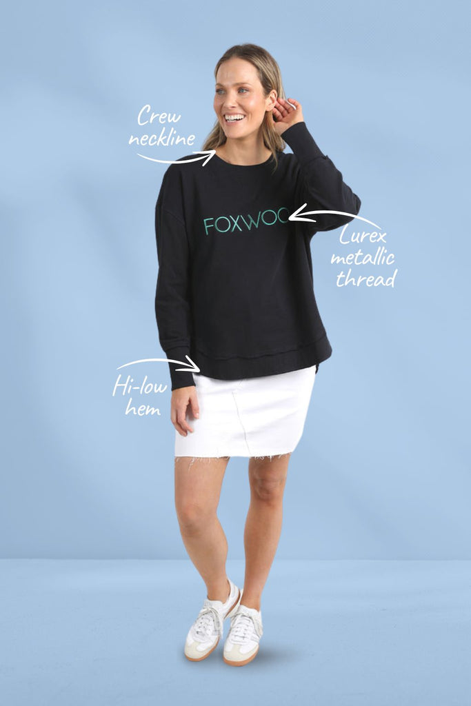 PRE-ORDER Foxwood Simplified Metallic Crew Black From BoxHill