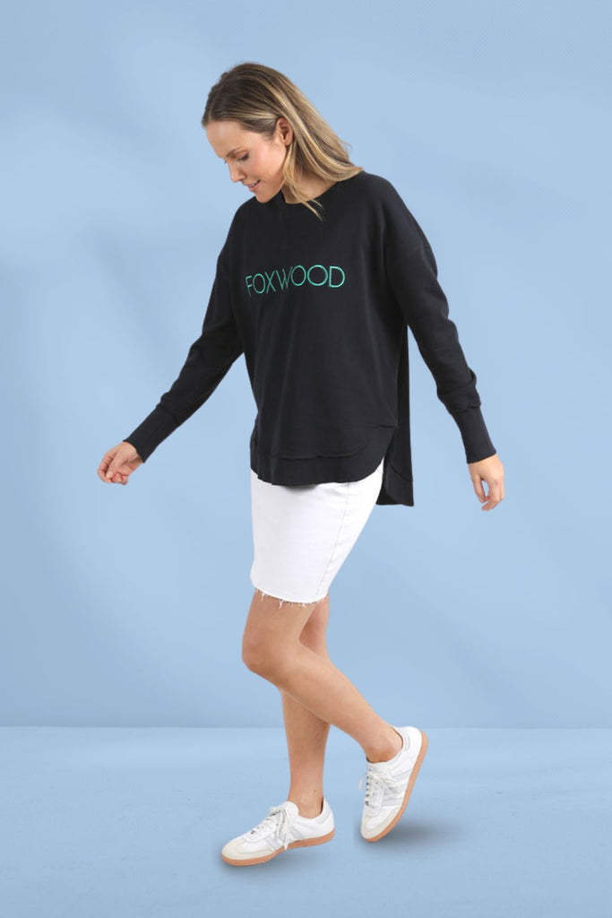 PRE-ORDER Foxwood Simplified Metallic Crew Black From BoxHill