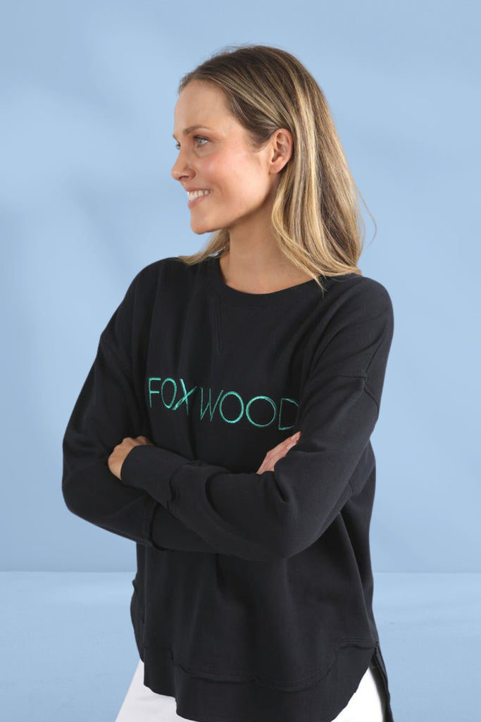 PRE-ORDER Foxwood Simplified Metallic Crew Black From BoxHill