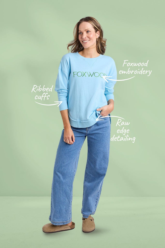 Foxwood Simplified Metallic Crew Light Blue with Lime From BoxHill