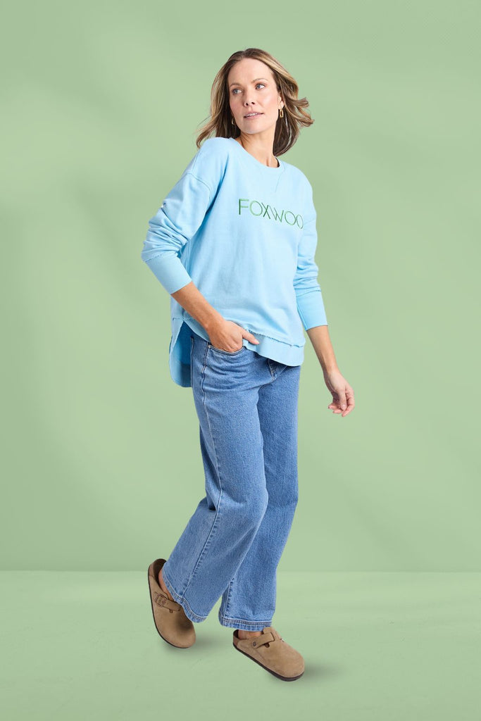 Foxwood Simplified Metallic Crew Light Blue with Lime From BoxHill