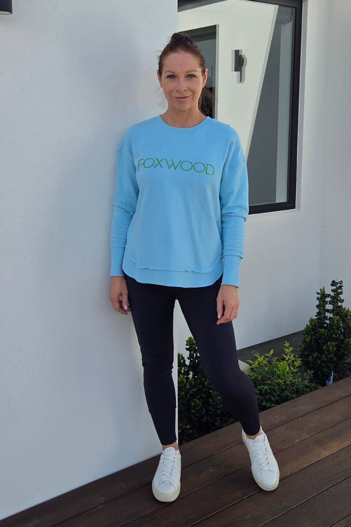 Foxwood Simplified Metallic Crew Light Blue with Lime From BoxHill
