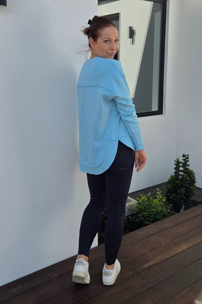 Foxwood Simplified Metallic Crew Light Blue with Lime From BoxHill