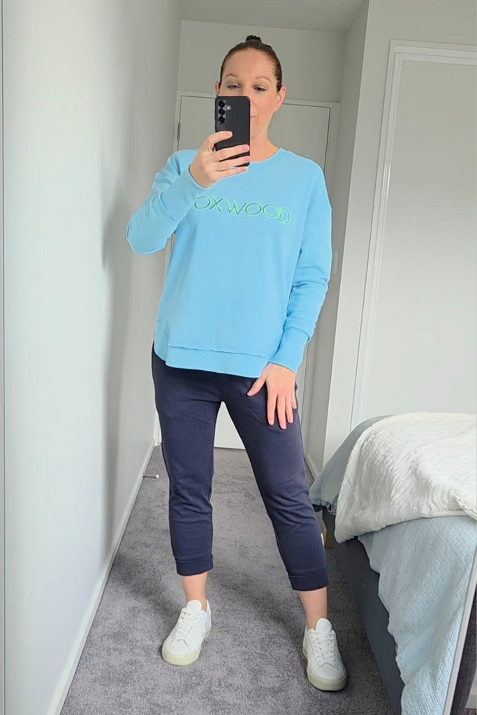 Foxwood Simplified Metallic Crew Light Blue with Lime From BoxHill