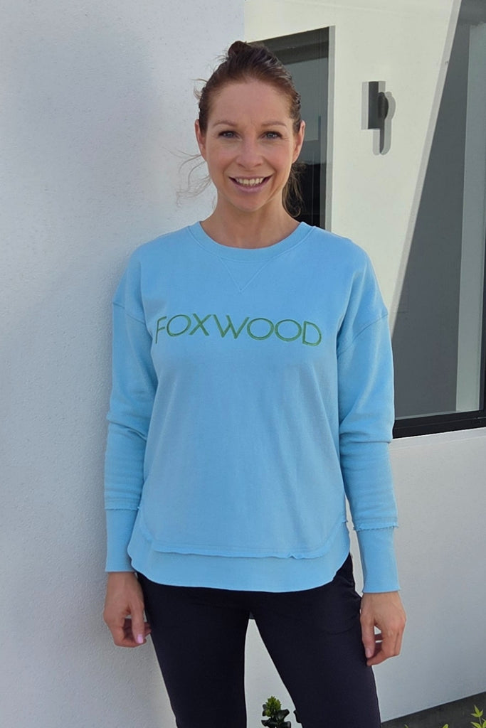 Foxwood Simplified Metallic Crew Light Blue with Lime From BoxHill