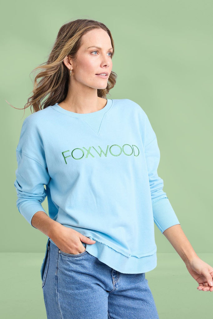 Foxwood Simplified Metallic Crew Light Blue with Lime From BoxHill