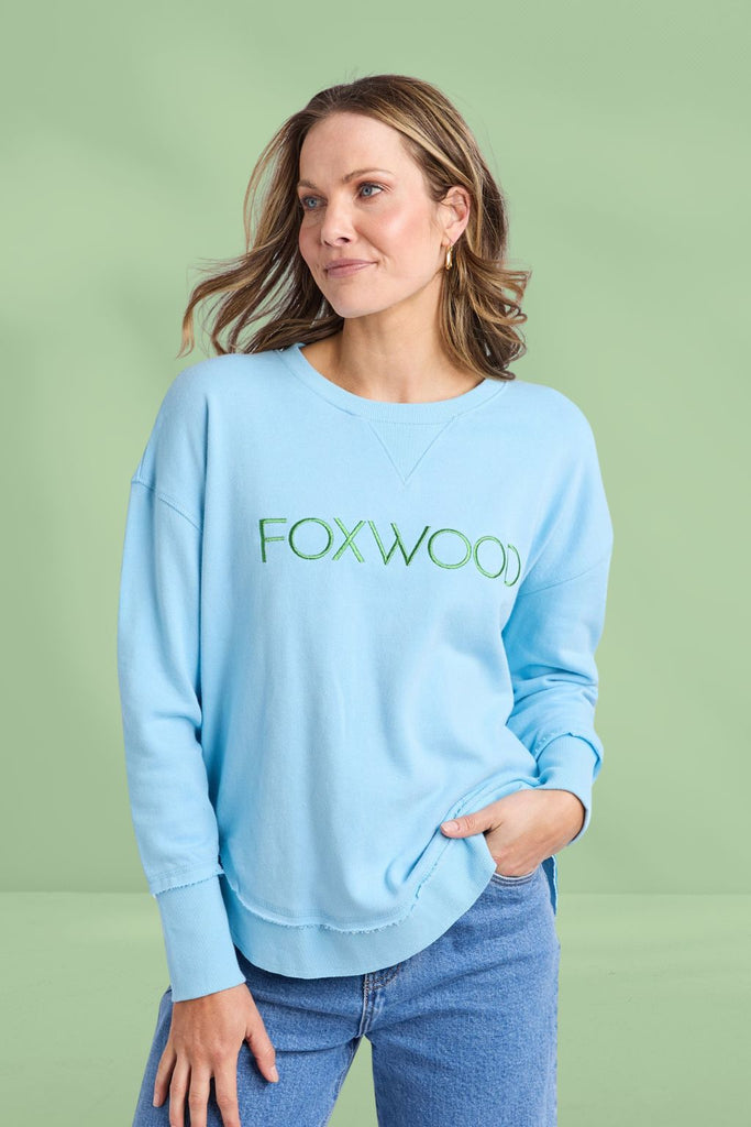 Foxwood Simplified Metallic Crew Light Blue with Lime From BoxHill