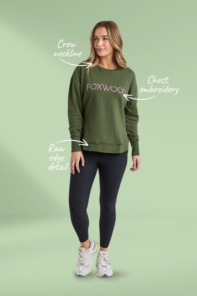 Foxwood Simplified Metallic Crew Olive With Pink From BoxHill