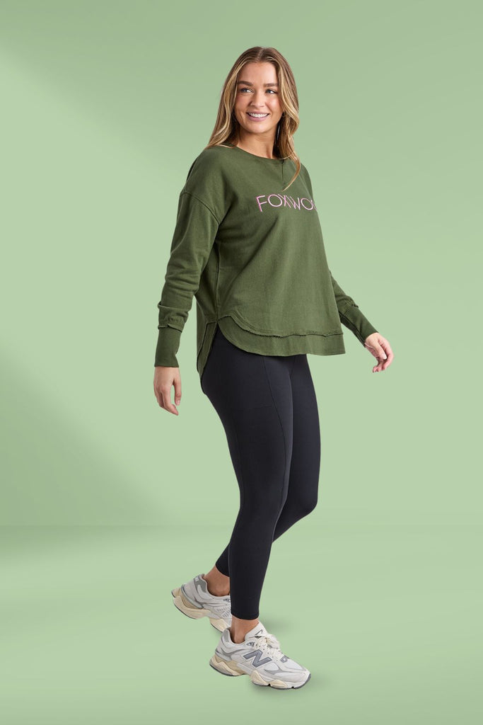 Foxwood Simplified Metallic Crew Olive With Pink From BoxHill