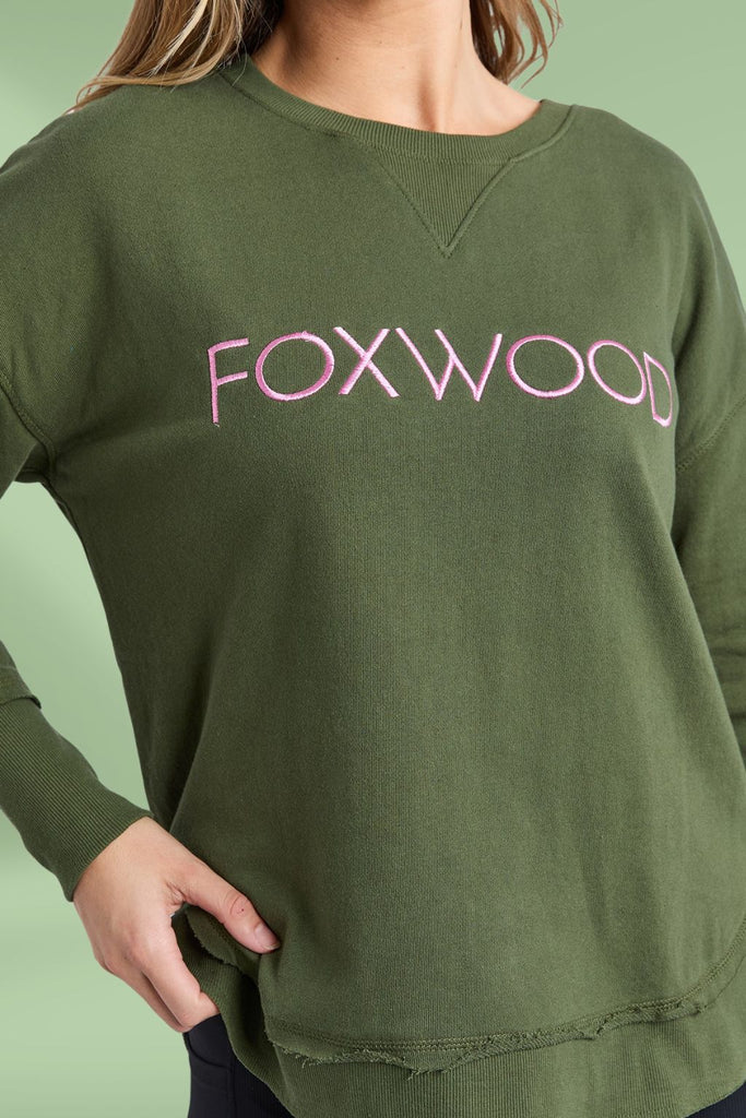 Foxwood Simplified Metallic Crew Olive With Pink From BoxHill
