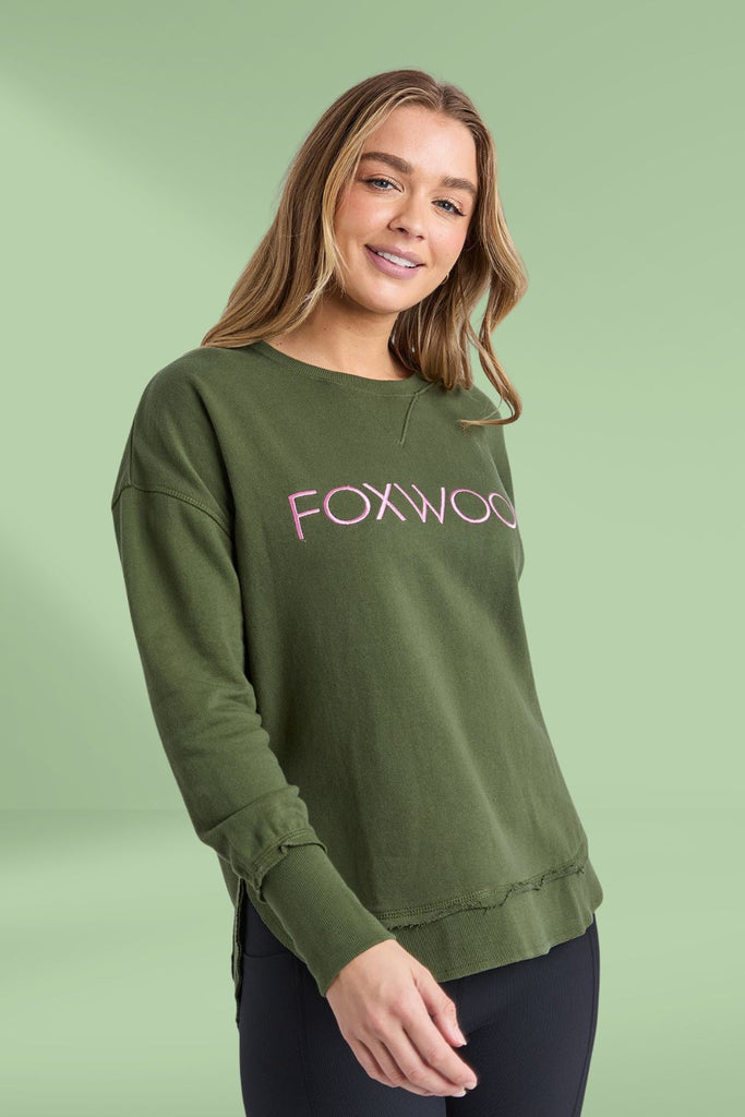 Foxwood Simplified Metallic Crew Olive With Pink From BoxHill