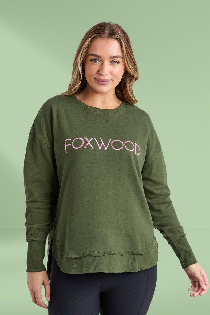 Foxwood Simplified Metallic Crew Olive With Pink From BoxHill