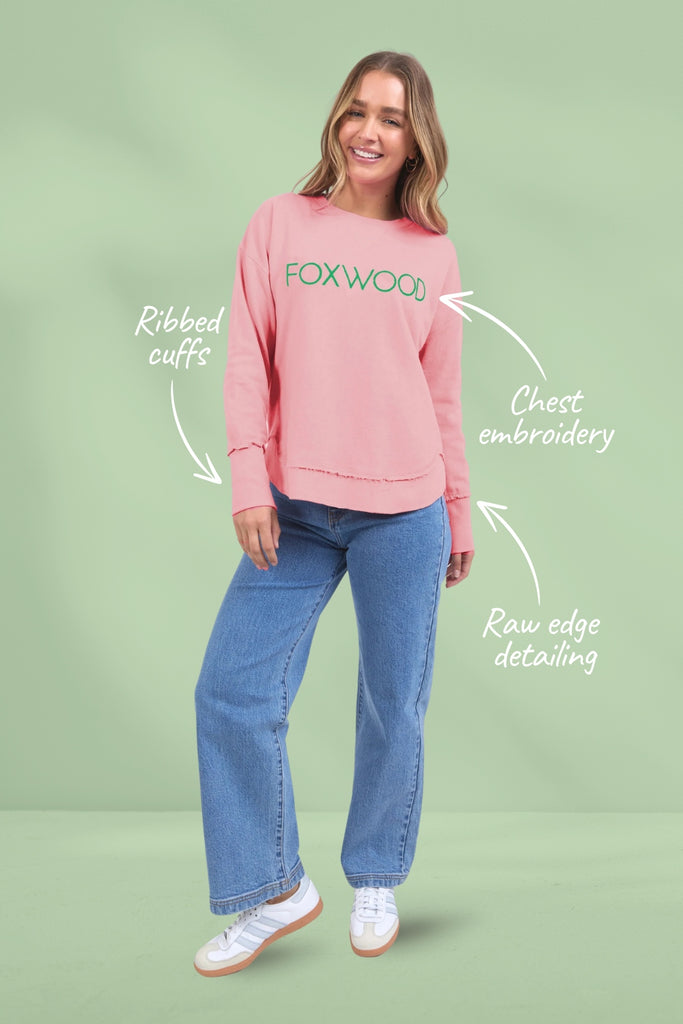 Foxwood Simplified Metallic Crew Pink With Emerald Green From BoxHill