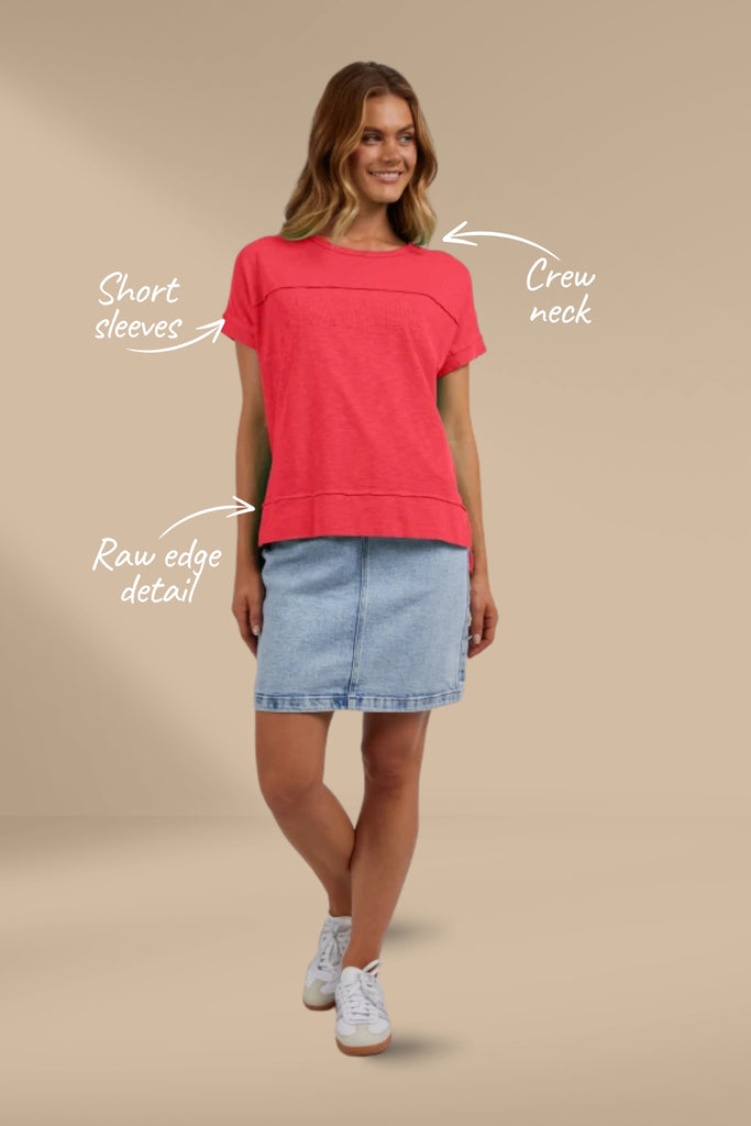 Foxwood Throw On Short Sleeve Tee Red From BoxHill