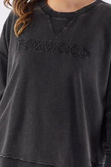 Foxwood Washed Simplified Crew Washed Black From BoxHill