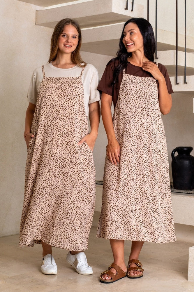 PRE-ORDER Freez Apron Dress Beige Pebble From BoxHill