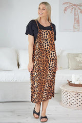 Freez Apron Dress Brown Animal From BoxHill