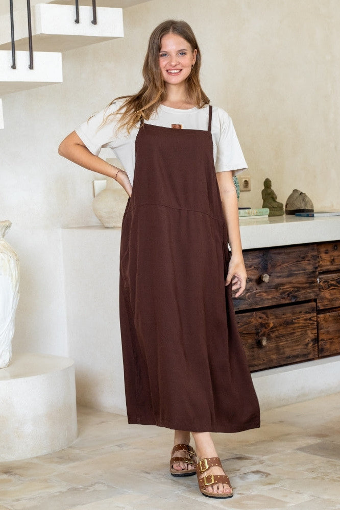 PRE-ORDER Freez Apron Dress Chocolate From BoxHill