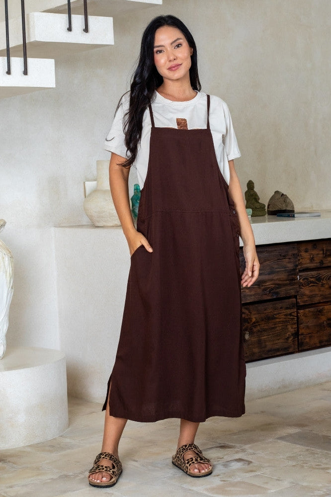 PRE-ORDER Freez Apron Dress Chocolate From BoxHill