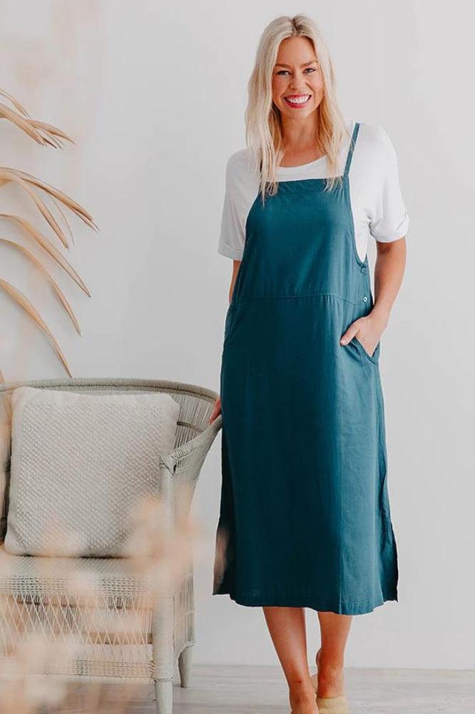 Freez Apron Dress Teal From BoxHill