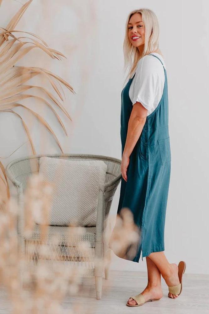 Freez Apron Dress Teal From BoxHill