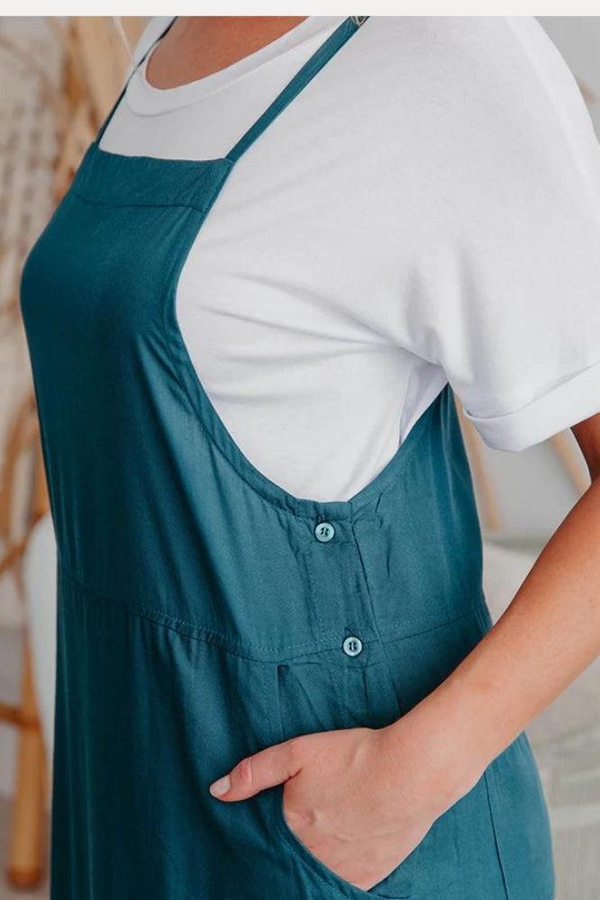 Freez Apron Dress Teal From BoxHill