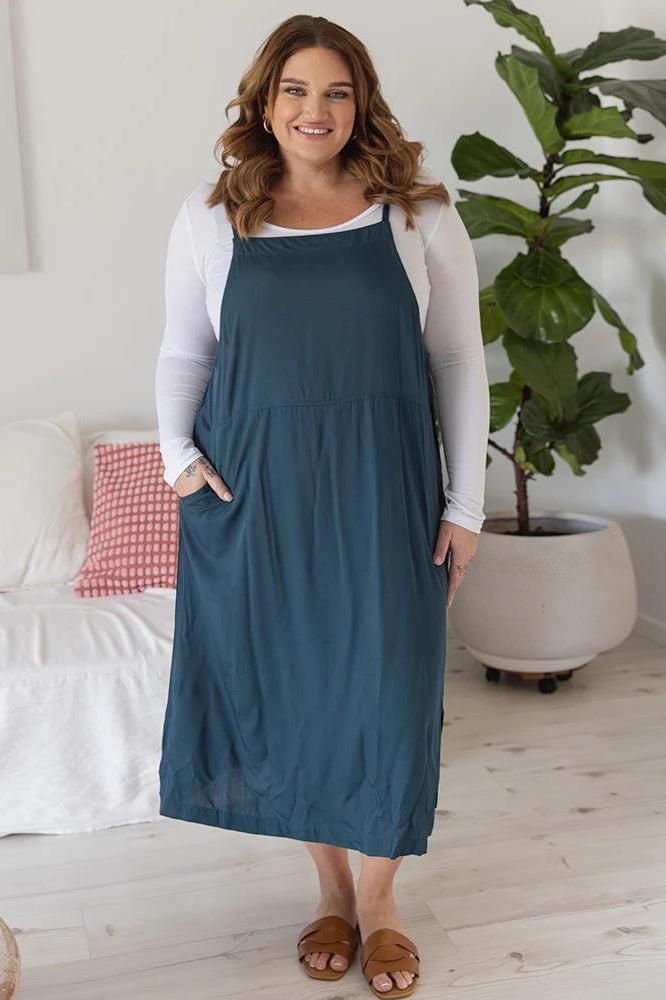 Freez Apron Dress Teal From BoxHill