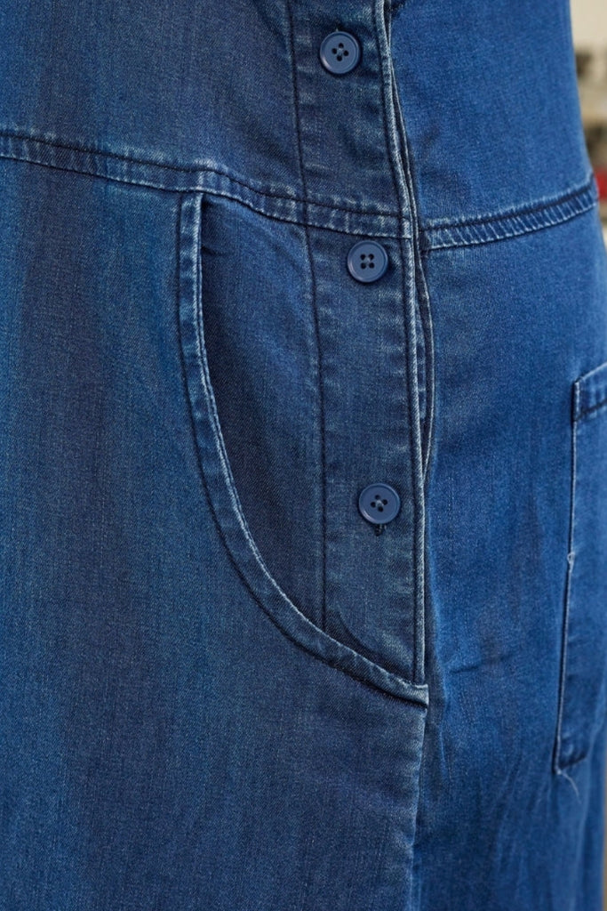 PRE-ORDER Freez Stretch Denim Apron Dress Blue From BoxHill