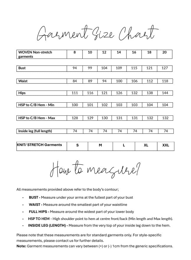 Size Chart for