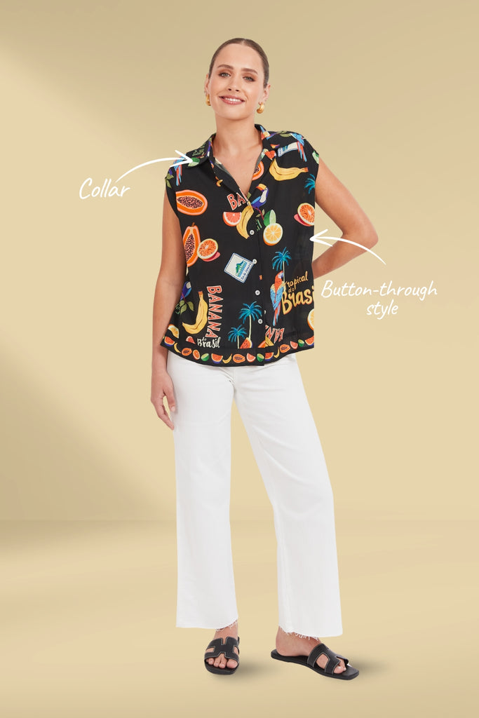 Haven Cabana Sleeveless Shirt Brasil Black From BoxHill