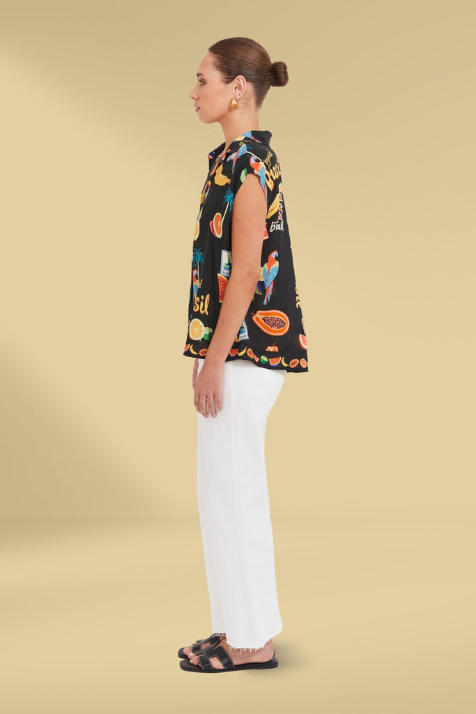 Haven Cabana Sleeveless Shirt Brasil Black From BoxHill