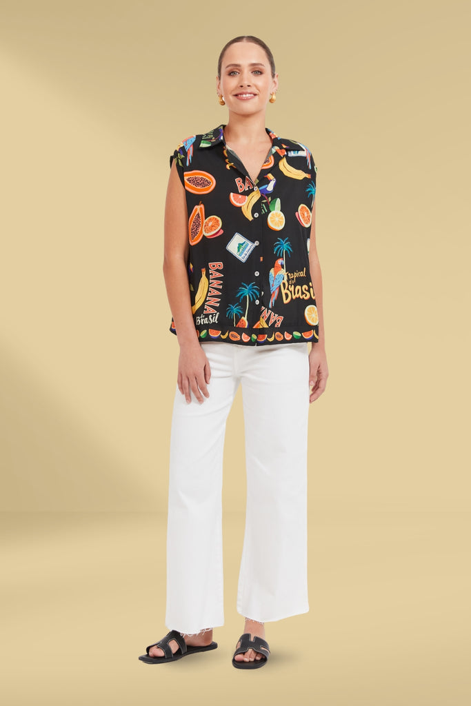Haven Cabana Sleeveless Shirt Brasil Black From BoxHill