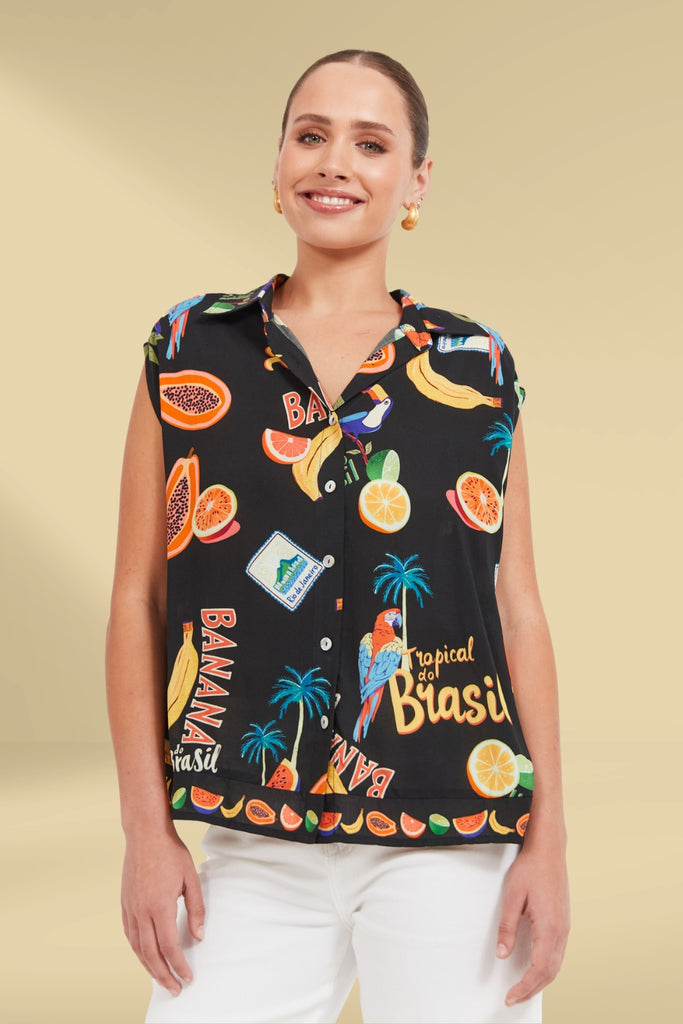 Haven Cabana Sleeveless Shirt Brasil Black From BoxHill