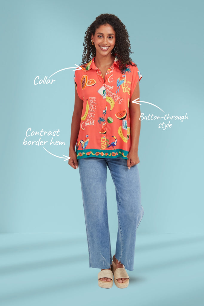 Haven Cabana Sleeveless Shirt Brasil Coral From BoxHill