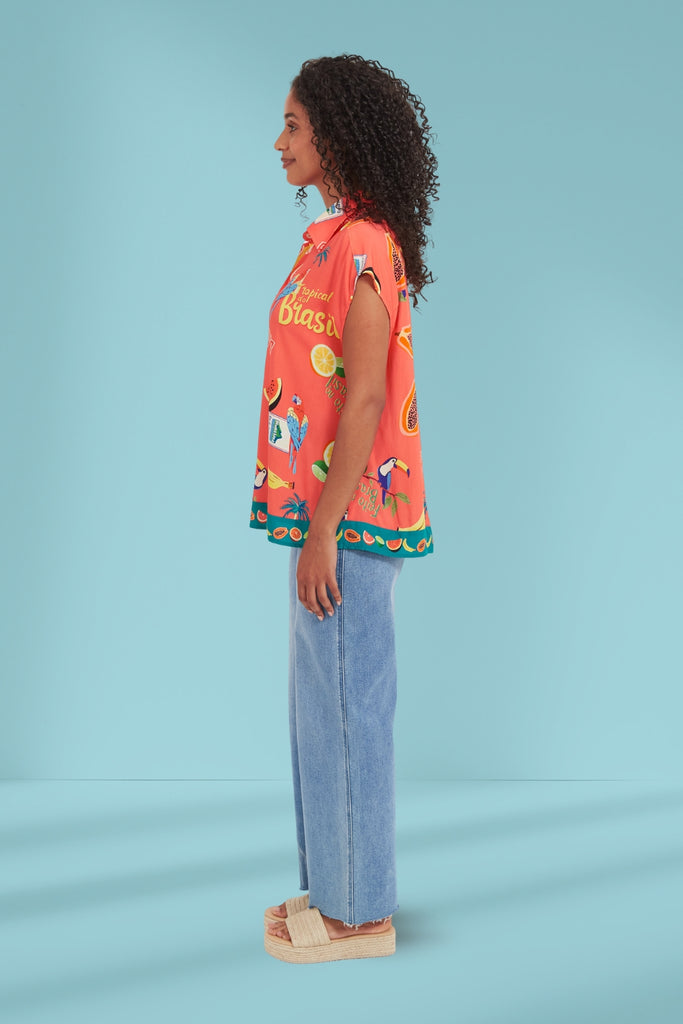 Haven Cabana Sleeveless Shirt Brasil Coral From BoxHill