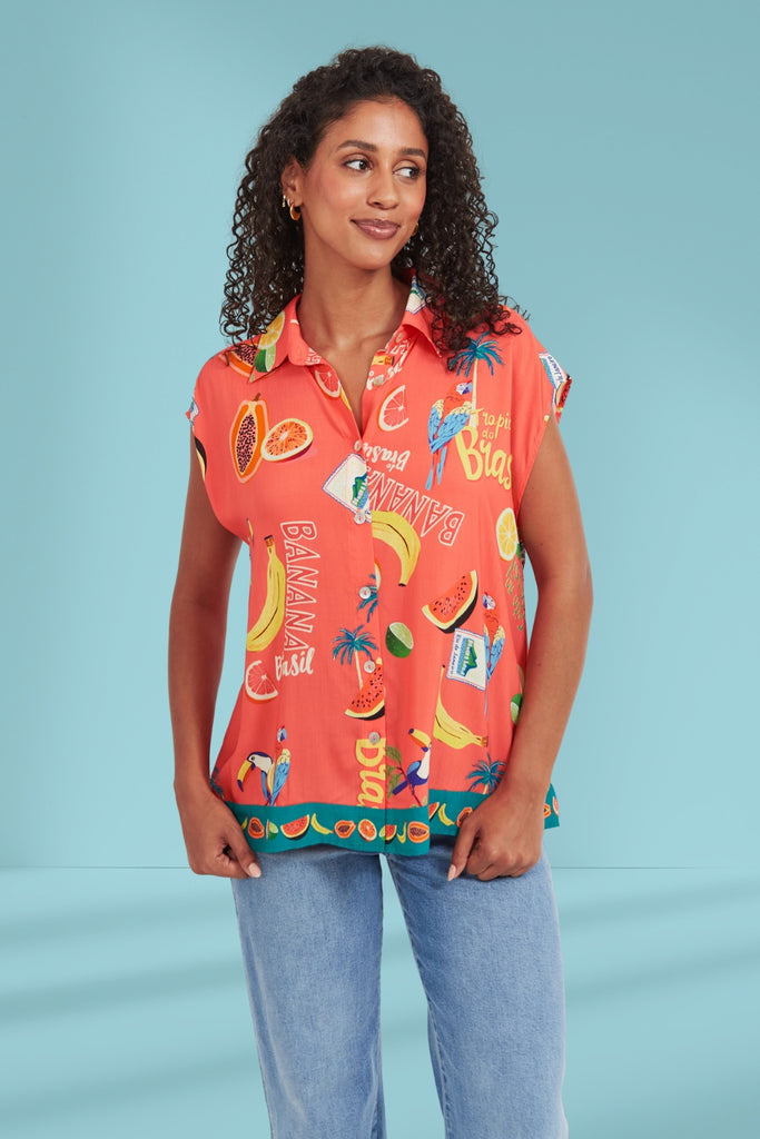 Haven Cabana Sleeveless Shirt Brasil Coral From BoxHill