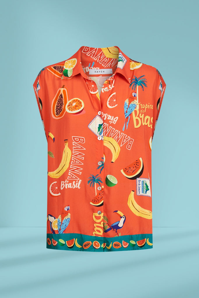 Haven Cabana Sleeveless Shirt Brasil Coral From BoxHill