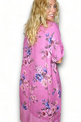 Helga May Bundle Flora Button Sleeve Hem Dress Berry From BoxHill