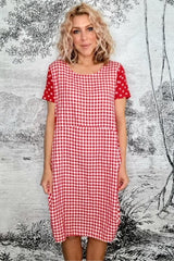 Helga May Check Polka Jungle Dress Red One Size Red From BoxHill