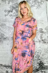 Helga May Jungle Dress Render Print Berry From BoxHill